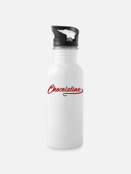 Chocolatine - Gourde avec paille intégrée - blanc