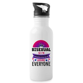 Bisexual Bi Pride Flag I'M - Trinkflasche mit integriertem Trinkhalm - Weiß - Rechts