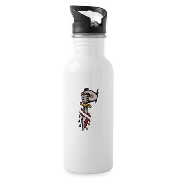 Blutdolch im Stil der alten Schule - Trinkflasche mit integriertem Trinkhalm - Weiß - Rechts