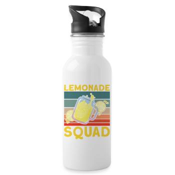 Lemonade Squad – Retro Jug Design - Water bottle with straw - white - Right