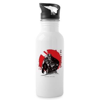 Diver in front of sun Japanese gift - Water bottle with straw - white - Right