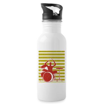 Schlagzeuger Schlagzeug - Trinkflasche mit integriertem Trinkhalm - Weiß - Rechts