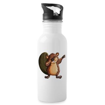 Beaver Dance Dancer Beaver fait un costume de dabbing - Gourde avec paille intégrée - blanc - Droite