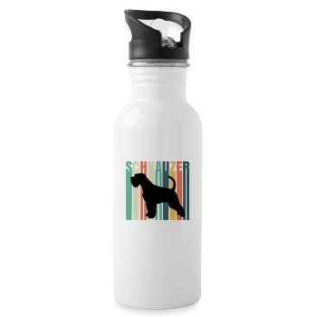 Schnauzer Hund Zwergschnauzer Riesenschnautzer - Trinkflasche mit integriertem Trinkhalm - Weiß - Rechts