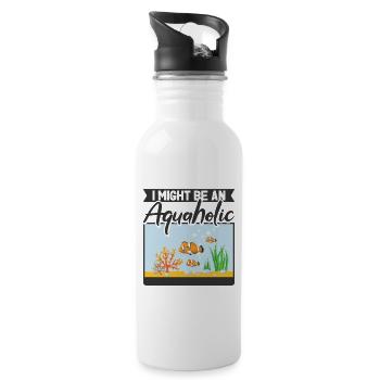 Aquarium Aquaholic Fischbecken Aquascaping - Trinkflasche mit integriertem Trinkhalm - Weiß - Rechts