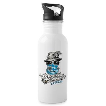 Grantler T-Shirt Trachtenshirt Herren bayrisch - Trinkflasche mit integriertem Trinkhalm - Weiß - Rechts