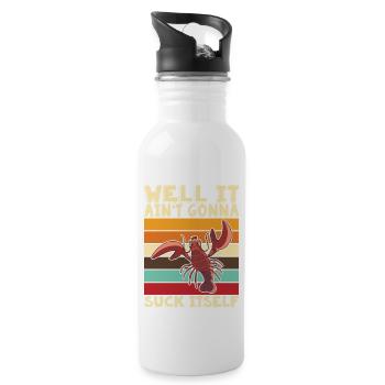 Krebs Flusskrebs Languste Crawfish Geschenk - Trinkflasche mit integriertem Trinkhalm - Weiß - Rechts