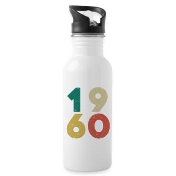 1960 - Jahrgang 1960 Retro Vintage - Trinkflasche mit integriertem Trinkhalm - Weiß - Rechts