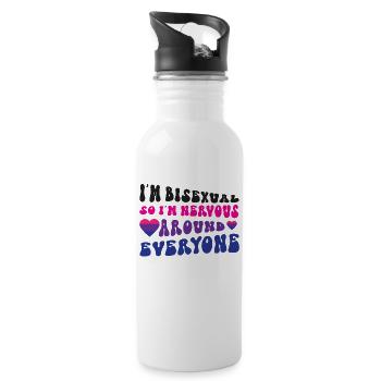 Bisexual Bi Pride Flag I'M - Trinkflasche mit integriertem Trinkhalm - Weiß - Rechts