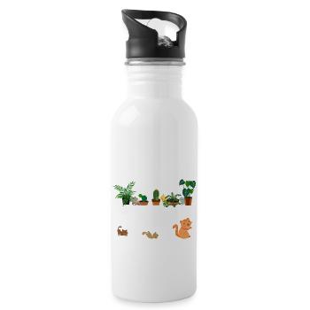 Arbeite in meinem Garten und hänge mit meinen Katzen zusammen - Trinkflasche mit integriertem Trinkhalm - Weiß - Rechts