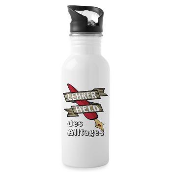 LEHRER HELD DES ALLTAGES - Trinkflasche mit integriertem Trinkhalm - Weiß - Rechts