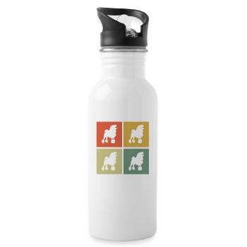 Poodle dog lover Retro vintage Gift idea - Trinkflasche mit integriertem Trinkhalm - Weiß - Rechts
