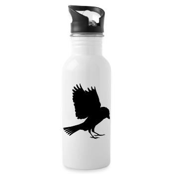 moineau noir - Gourde avec paille intégrée - blanc - Droite