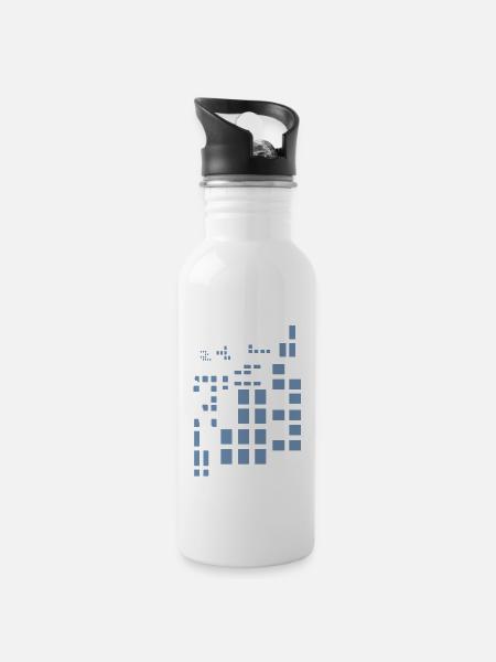 Pixel Pixelworld Abstrakt City Kypto Style Muster - Trinkflasche mit integriertem Trinkhalm - Weiß