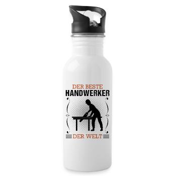Handwerker Handwerk Beruf Ausbildung Geschenk - Trinkflasche mit integriertem Trinkhalm - Weiß - Rechts
