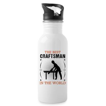 Handwerker Handwerk Beruf Ausbildung Geschenk - Trinkflasche mit integriertem Trinkhalm - Weiß - Rechts