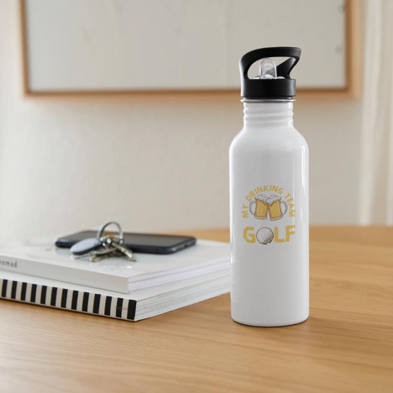 Mein Trinker-Team hat ein Golfproblem Lustiger Trinkflasche mit integriertem Trinkhalm