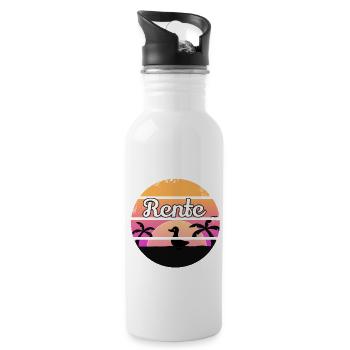 Ruhestand Pension Retro Geschenk Damen Retro Ente - Water bottle with straw - white - Right