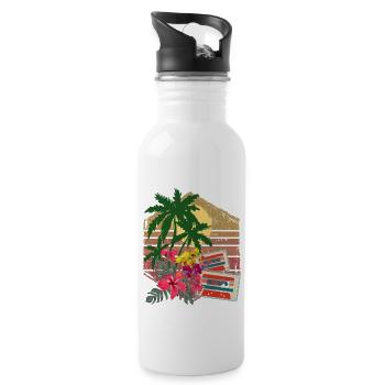 Palmen - Trinkflasche mit integriertem Trinkhalm - Weiß - Rechts