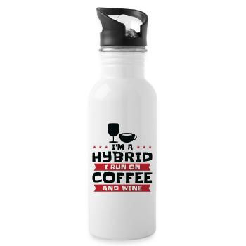 Kaffee Wein Hybrid Alkohol Kaffeesüchtig - Trinkflasche mit integriertem Trinkhalm - Weiß - Rechts