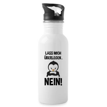 Pinguin Lustiger Spruch Sarkasmus Cooles Geschenk - Trinkflasche mit integriertem Trinkhalm - Weiß - Rechts