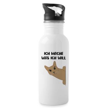Katze Freches Kätzchen Lustiger Spruch Geschenk - Trinkflasche mit integriertem Trinkhalm - Weiß - Rechts