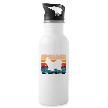 Shih Tzu dog lover Retro vintage Gift idea - Water bottle with straw - white - Right