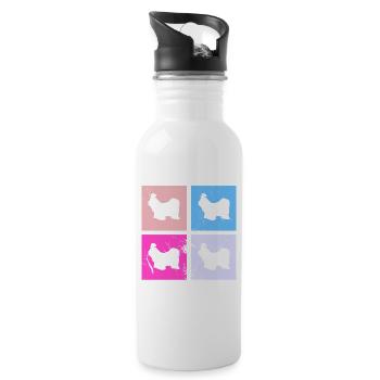 Shih Tzu dog lover Retro vintage Gift idea - Water bottle with straw - white - Right