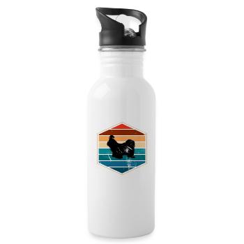 Shih Tzu dog lover Retro vintage Gift idea - Water bottle with straw - white - Right