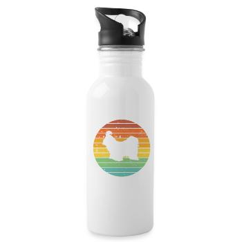 Shih Tzu dog lover Retro vintage Gift idea - Water bottle with straw - white - Right