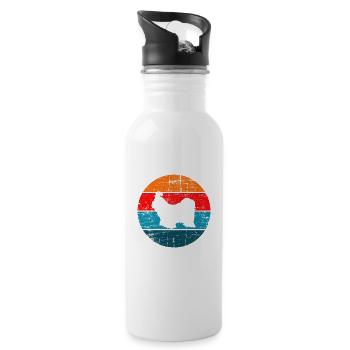 Shih Tzu dog lover Retro vintage Gift idea - Water bottle with straw - white - Right