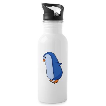 Pinguin - Trinkflasche mit integriertem Trinkhalm - Weiß - Rechts