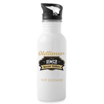 60 Jahre Oldtimer 1962 Jahrgang Geburtstag - Trinkflasche mit integriertem Trinkhalm - Weiß - Rechts