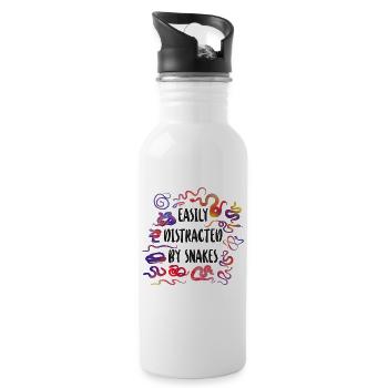 Snake Serpent Watercolor Easily - Water bottle with straw - white - Right