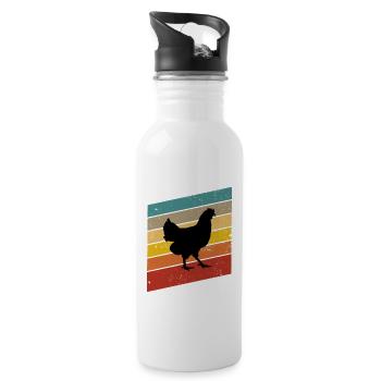 Chicken Farmer lover Retro vintage Gift idea - Trinkflasche mit integriertem Trinkhalm - Weiß - Rechts