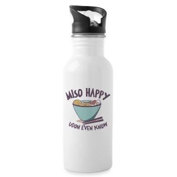 Asian Food Udon Miso Noodle Asian Cuisine - Water bottle with straw - white - Right