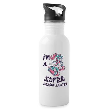 I'm a super unicorn skater - Gourde avec paille intégrée - blanc - Droite