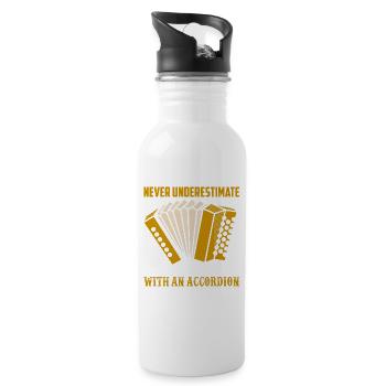 Never Underestimate An Old Man With An Accordion M - Trinkflasche mit integriertem Trinkhalm - Weiß - Rechts