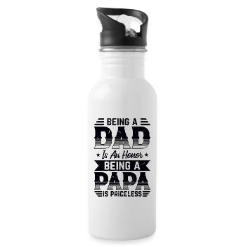 Being a dad is an honor being a papa is priceless - Water bottle with straw - white - Right