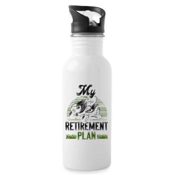 Lawn Mower Mowing Dad Father - Trinkflasche mit integriertem Trinkhalm - Weiß - Rechts