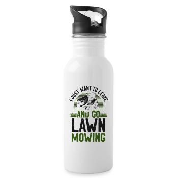 Lawn Mower Mowing Dad Father - Trinkflasche mit integriertem Trinkhalm - Weiß - Rechts