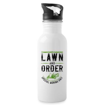 Lawn Mower Mowing Dad Father - Trinkflasche mit integriertem Trinkhalm - Weiß - Rechts