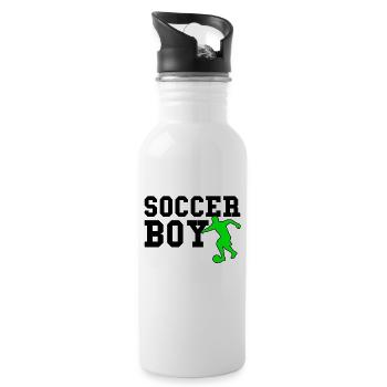 soccer boy - Water bottle with straw - white - Right