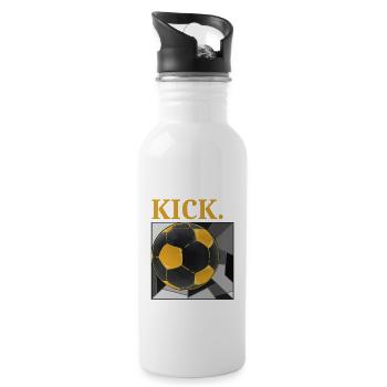 Cool Football Design Training Gold Ball - Water bottle with straw - white - Right