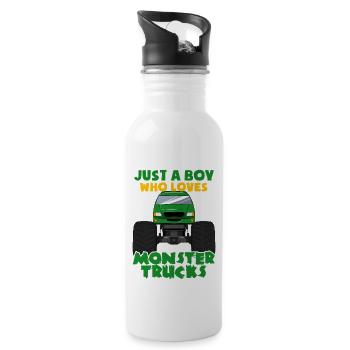 Monster Truck Große Reifen Junge Liebe I Geschenk - Trinkflasche mit integriertem Trinkhalm - Weiß - Rechts