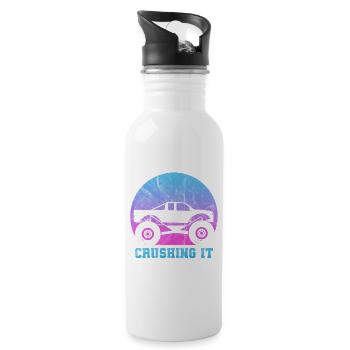 Monster Truck Große Reifen Kind Liebe I Geschenk - Trinkflasche mit integriertem Trinkhalm - Weiß - Rechts