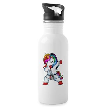 Karate Jiu Jitsu Einhorn Design das Dabbing tanzt - Trinkflasche mit integriertem Trinkhalm - Weiß - Rechts