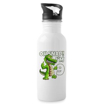 Lizard Lover Alligator Crocodile 9th Birthday - Water bottle with straw - white - Right