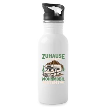 Zuhause ist wo mein Wohnmobil steht Camping Campe - Trinkflasche mit integriertem Trinkhalm - Weiß - Rechts