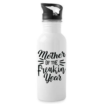Mother of the Freakin Year - Water bottle with straw - white - Right